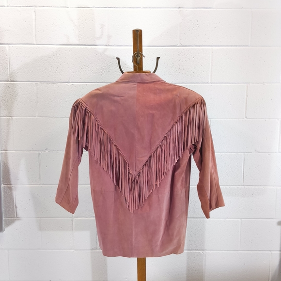 Vintage Pink Suede Fringe Western Jacket - Size M "Made in Canada" - Picture 2 of 14